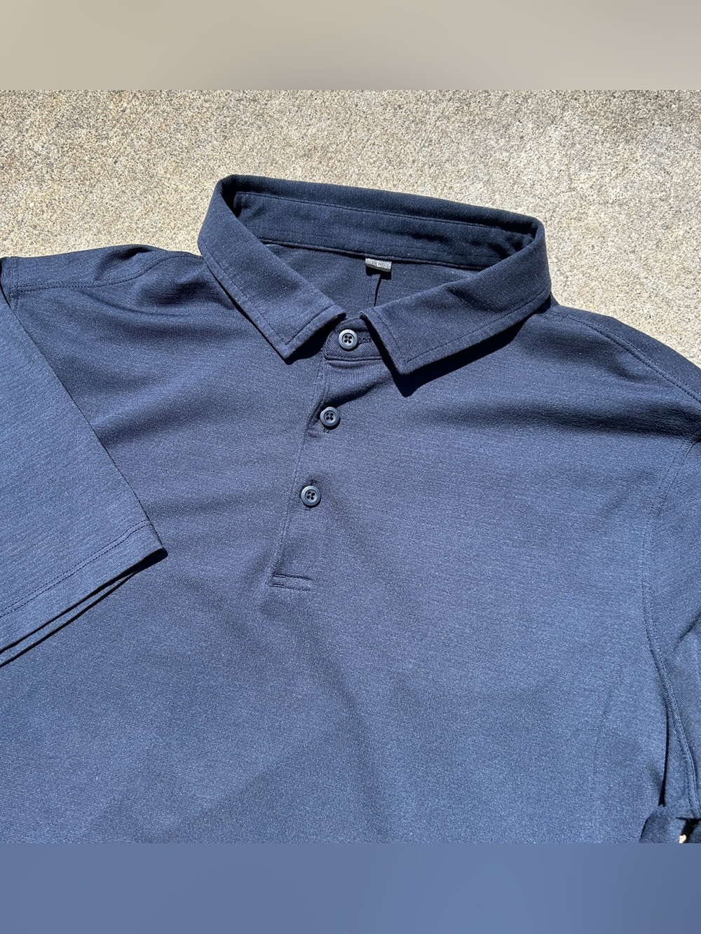 Lululemon Evolution Polo Shirt Mens Large Navy Blue Golf Short Sleeve
